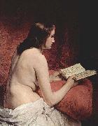 Francesco Hayez Odalisque with Book oil painting on canvas